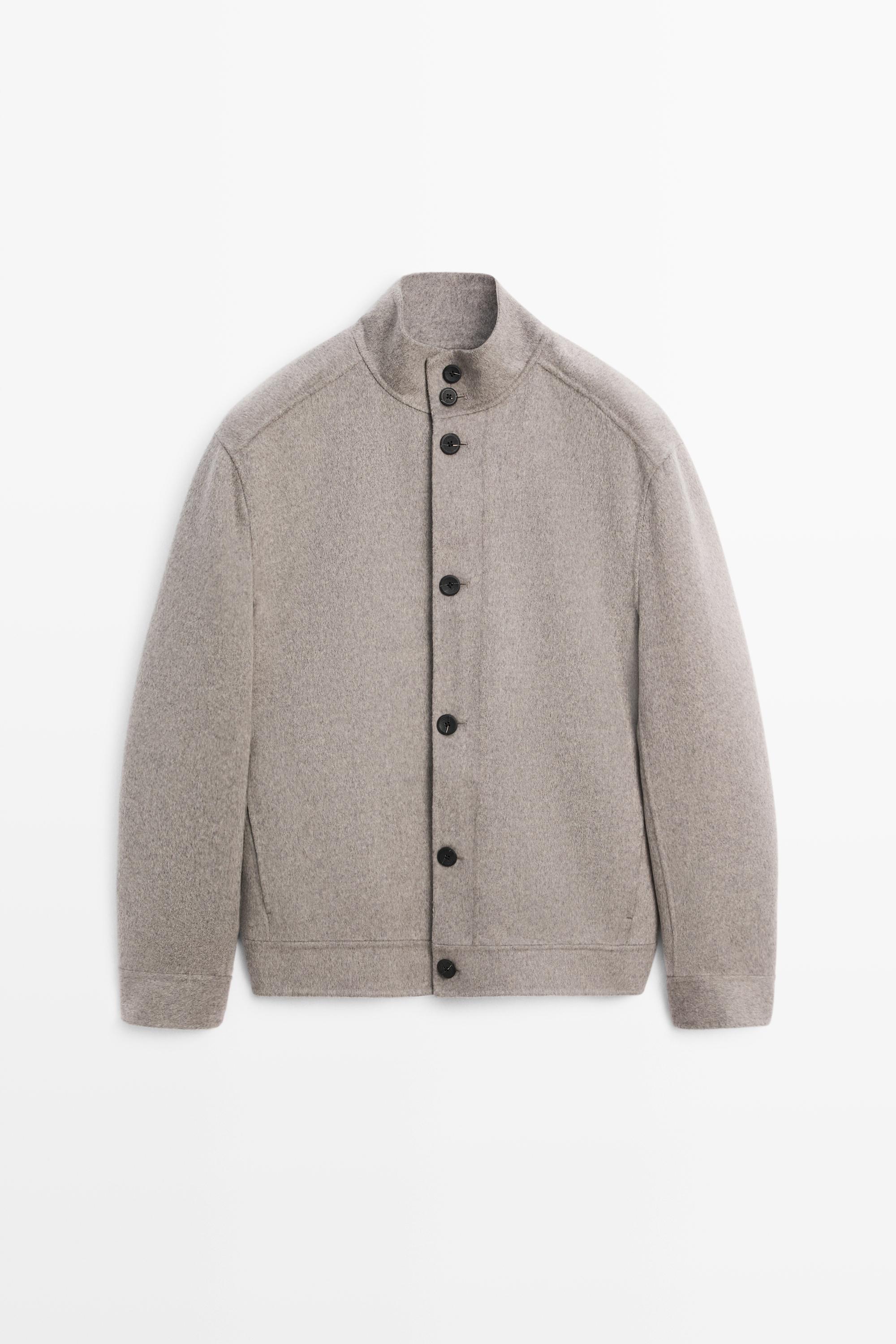 Wool blend high neck double fabric jacket